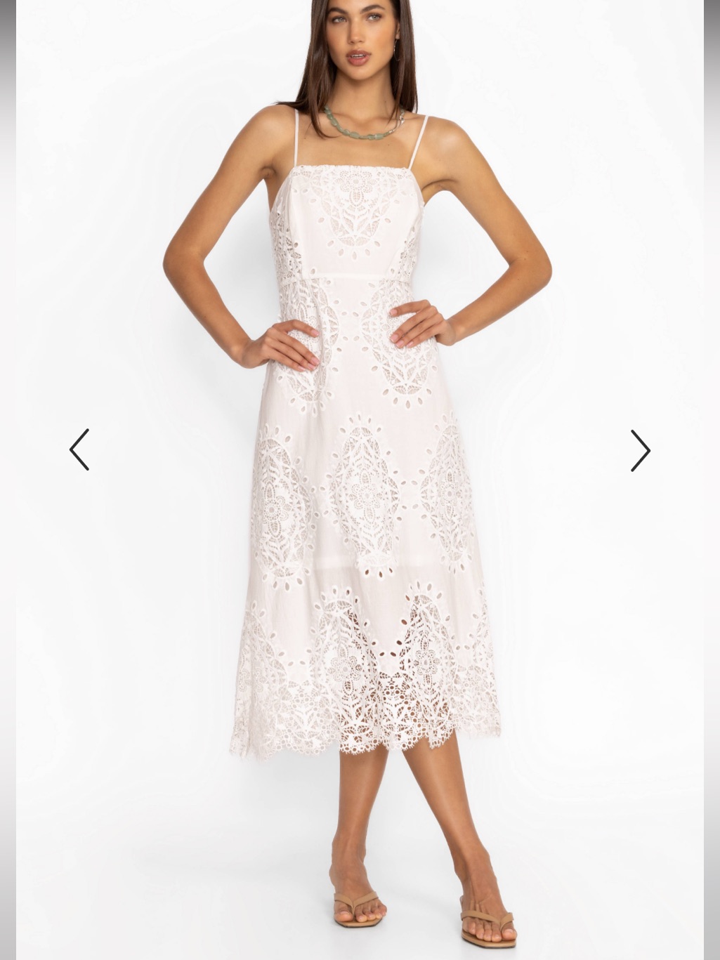 Johnny Was Jade Thalida Eyelet Midi Dress In White Size Small Nwt